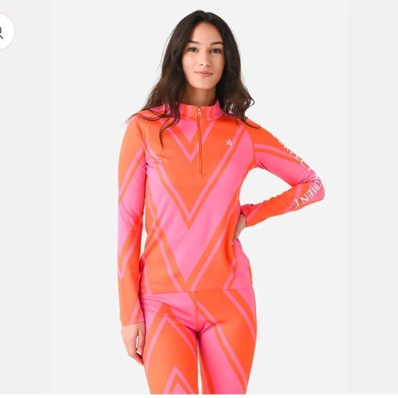 NEW Perfect Moment Thermal SET Azalea Pink and Orange Chevron Print Size Large - Picture 3 of 14